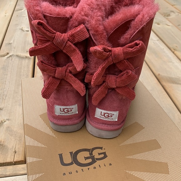 🎉💖HP🥰💕Super warm & beautiful UGG boots, light burgundy Corduroy Bailey bows - Picture 14 of 17